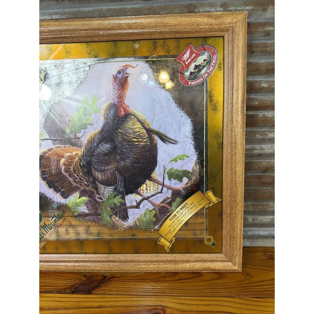 RARE MILLER HIGH LIFE MIRROR SIGN TOM TURKEY BY JOE BUCHER (346) LOW NUMBER 1999